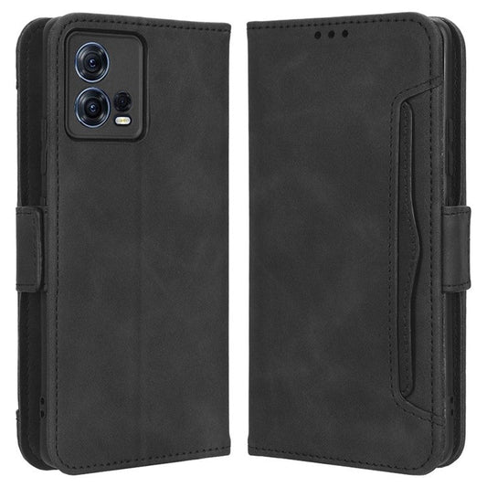 For Motorola Moto S30 Pro 5G / Edge 30 Fusion 5G PU Leather Multiple Card Slots Case Foldable Stand Wallet Phone Drop-proof Cover - Black