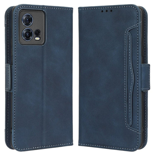 For Motorola Moto S30 Pro 5G / Edge 30 Fusion 5G PU Leather Multiple Card Slots Case Foldable Stand Wallet Phone Drop-proof Cover - Blue