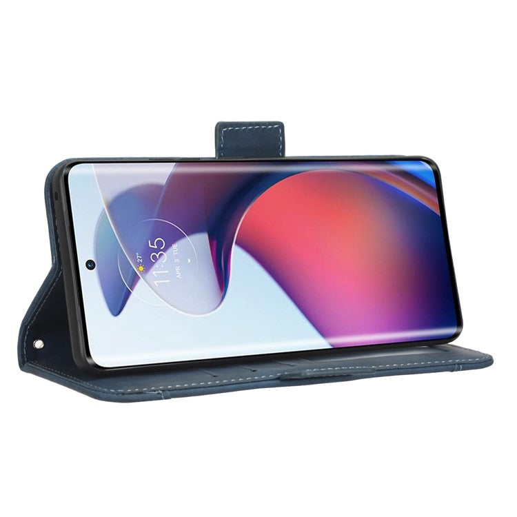 For Motorola Moto S30 Pro 5G / Edge 30 Fusion 5G PU Leather Multiple Card Slots Case Foldable Stand Wallet Phone Drop-proof Cover - Blue