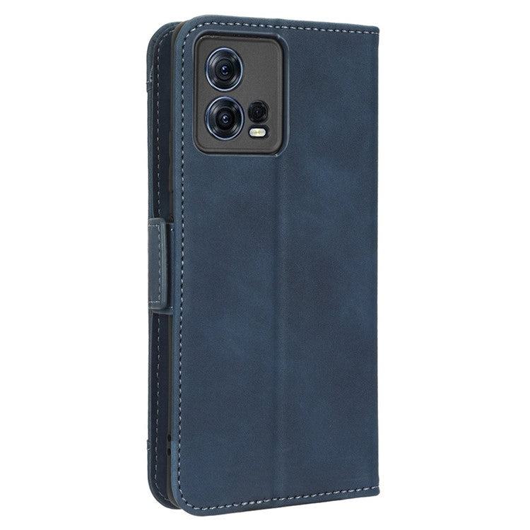For Motorola Moto S30 Pro 5G / Edge 30 Fusion 5G PU Leather Multiple Card Slots Case Foldable Stand Wallet Phone Drop-proof Cover - Blue
