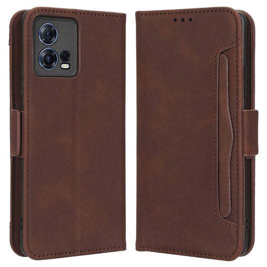 For Motorola Moto S30 Pro 5G / Edge 30 Fusion 5G PU Leather Multiple Card Slots Case Foldable Stand Wallet Phone Drop-proof Cover - Brown