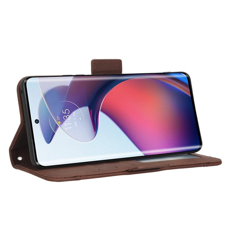 For Motorola Moto S30 Pro 5G / Edge 30 Fusion 5G PU Leather Multiple Card Slots Case Foldable Stand Wallet Phone Drop-proof Cover - Brown