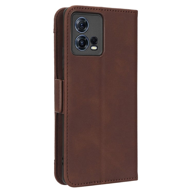 For Motorola Moto S30 Pro 5G / Edge 30 Fusion 5G PU Leather Multiple Card Slots Case Foldable Stand Wallet Phone Drop-proof Cover - Brown