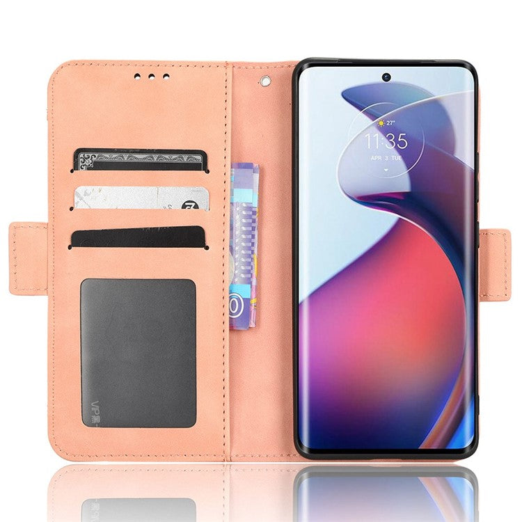 For Motorola Moto S30 Pro 5G / Edge 30 Fusion 5G PU Leather Multiple Card Slots Case Foldable Stand Wallet Phone Drop-proof Cover - Pink