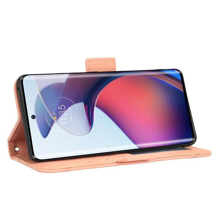 For Motorola Moto S30 Pro 5G / Edge 30 Fusion 5G PU Leather Multiple Card Slots Case Foldable Stand Wallet Phone Drop-proof Cover - Pink