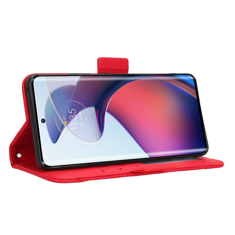 For Motorola Moto S30 Pro 5G / Edge 30 Fusion 5G PU Leather Multiple Card Slots Case Foldable Stand Wallet Phone Drop-proof Cover - Red