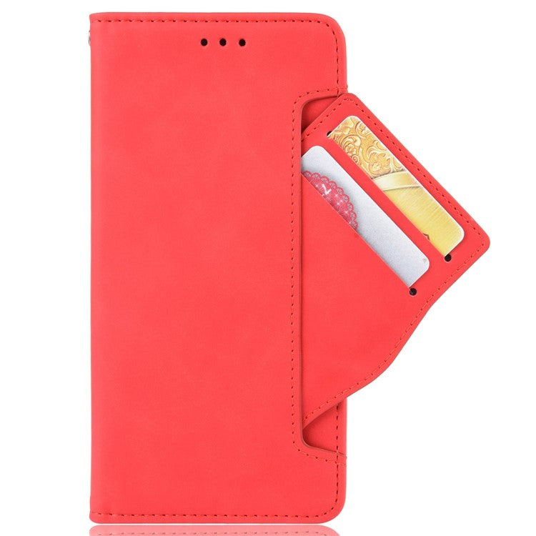For Motorola Moto S30 Pro 5G / Edge 30 Fusion 5G PU Leather Multiple Card Slots Case Foldable Stand Wallet Phone Drop-proof Cover - Red