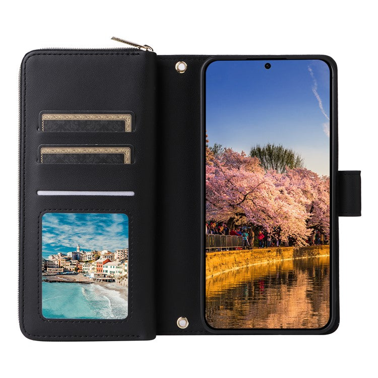 R20 For Samsung Galaxy A25 5G (Global) (161.0 X 76.5 X 8.3mm) Case Zipper Pocket Leather Cover - Black