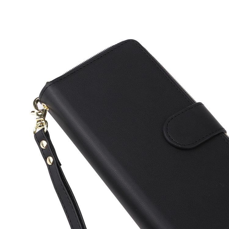 R20 For Samsung Galaxy A25 5G (Global) (161.0 X 76.5 X 8.3mm) Case Zipper Pocket Leather Cover - Black