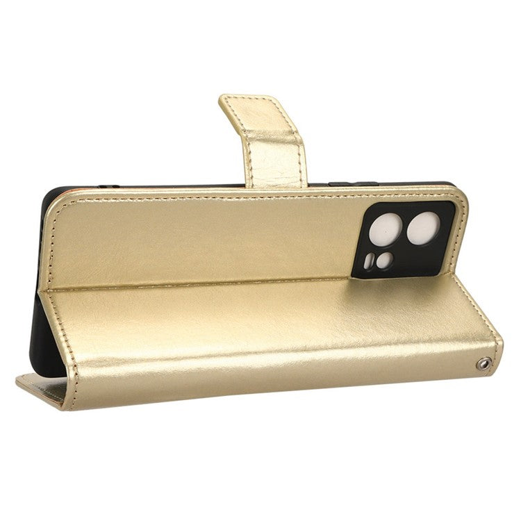 For Motorola Moto S30 Pro 5G / Edge 30 Fusion 5G Crazy Horse Texture Full Protection PU Leather Case Phone Stand Wallet Cover - Gold