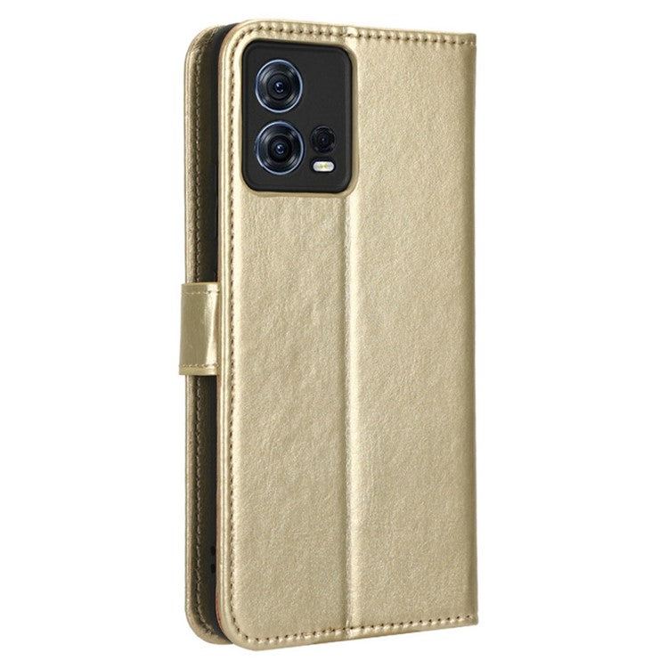 For Motorola Moto S30 Pro 5G / Edge 30 Fusion 5G Crazy Horse Texture Full Protection PU Leather Case Phone Stand Wallet Cover - Gold