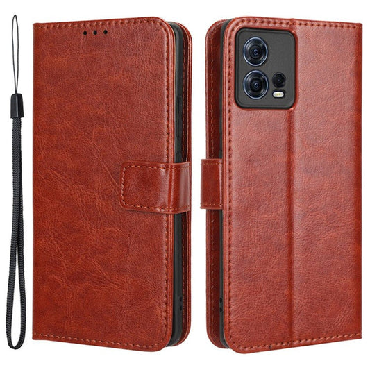 For Motorola Moto S30 Pro 5G / Edge 30 Fusion 5G Crazy Horse Texture Full Protection PU Leather Case Phone Stand Wallet Cover - Brown