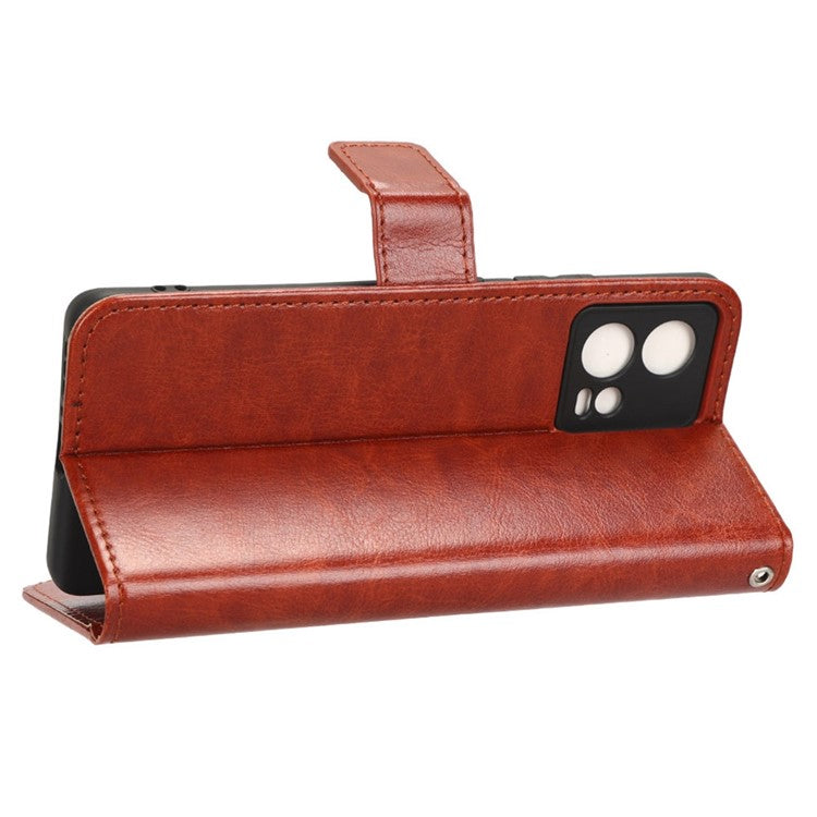 For Motorola Moto S30 Pro 5G / Edge 30 Fusion 5G Crazy Horse Texture Full Protection PU Leather Case Phone Stand Wallet Cover - Brown