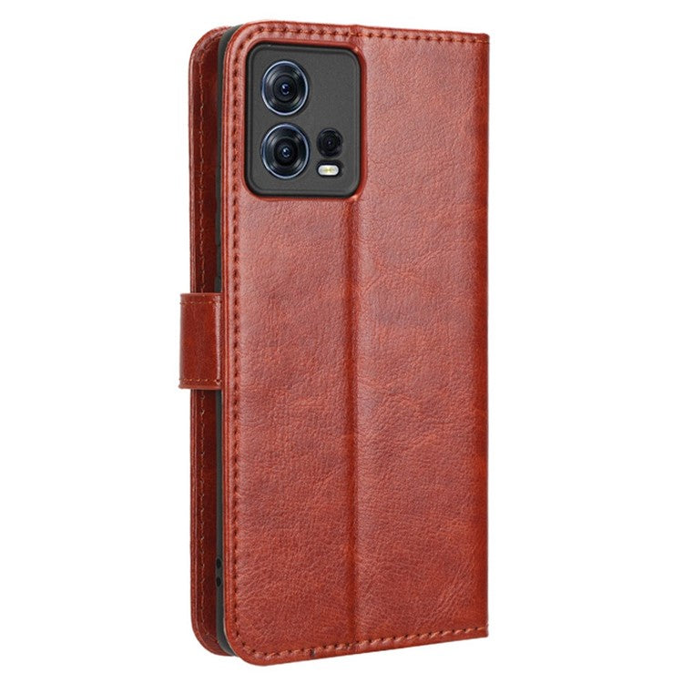 For Motorola Moto S30 Pro 5G / Edge 30 Fusion 5G Crazy Horse Texture Full Protection PU Leather Case Phone Stand Wallet Cover - Brown