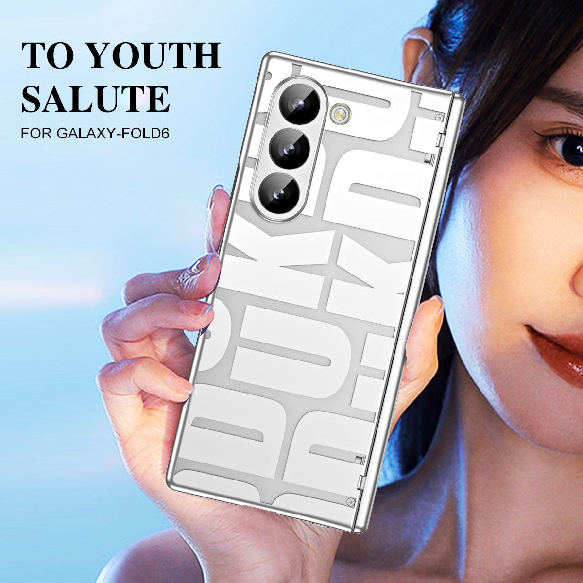 For Samsung Galaxy Z Fold6 5G Case Electroplating PC Phone Cover with Tempered Glass Film - Silver
