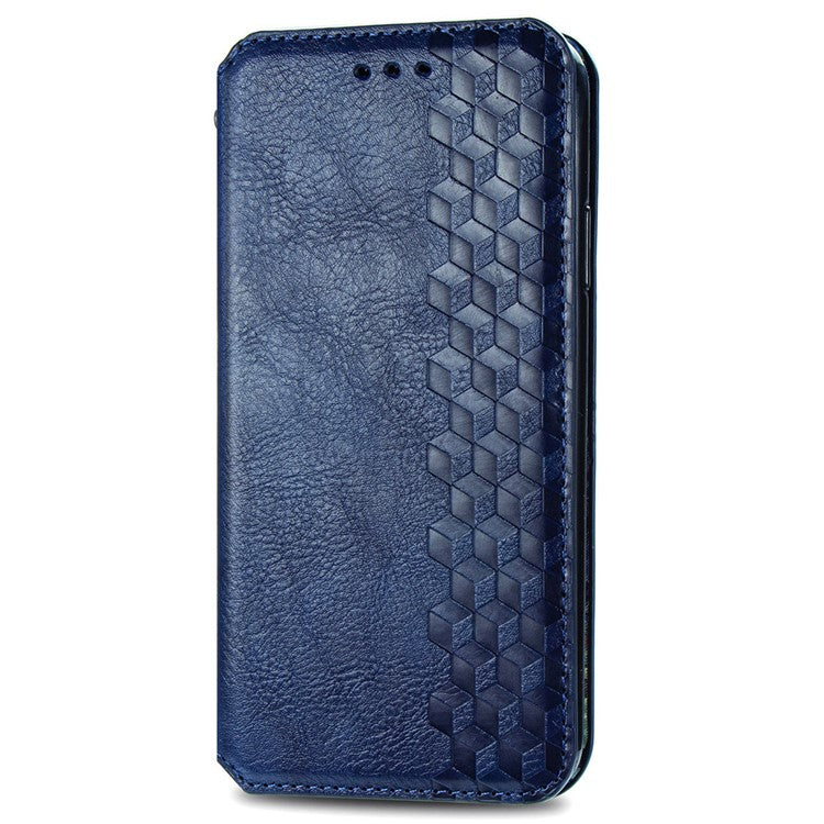 For Samsung Galaxy M55 5G / C55 5G / F55 5G PU Leather Case Rhombus Imprint Wallet Stand Phone Cover - Blue