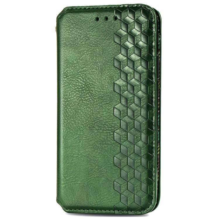For Samsung Galaxy M55 5G / C55 5G / F55 5G PU Leather Case Rhombus Imprint Wallet Stand Phone Cover - Green