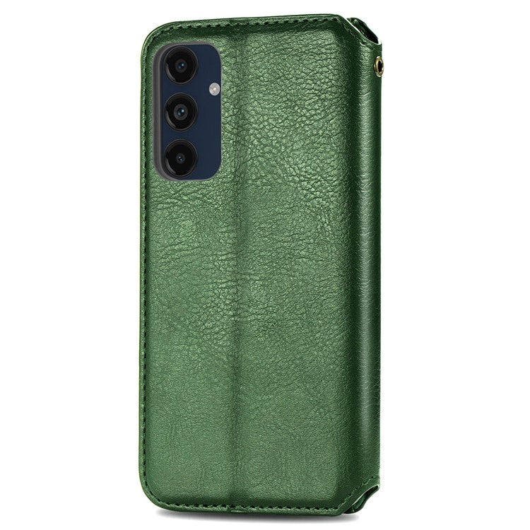 For Samsung Galaxy M55 5G / C55 5G / F55 5G PU Leather Case Rhombus Imprint Wallet Stand Phone Cover - Green