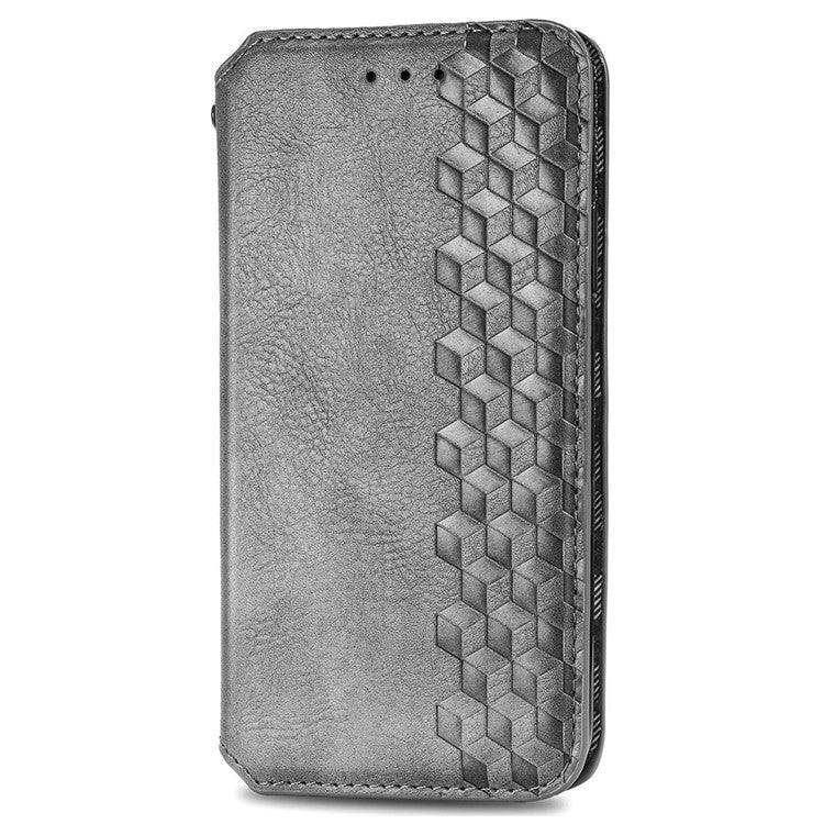 For Samsung Galaxy M55 5G / C55 5G / F55 5G PU Leather Case Rhombus Imprint Wallet Stand Phone Cover - Grey