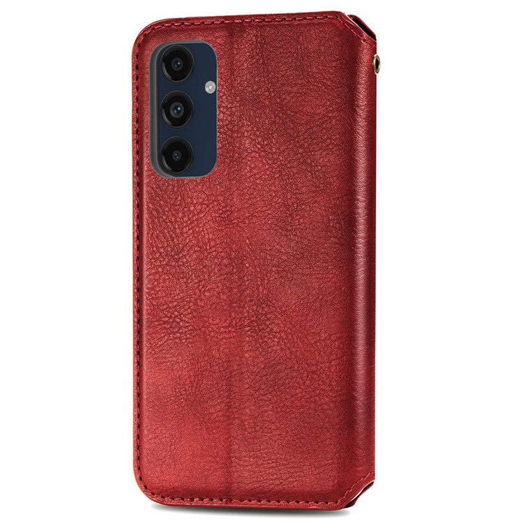 For Samsung Galaxy M55 5G / C55 5G / F55 5G PU Leather Case Rhombus Imprint Wallet Stand Phone Cover - Red
