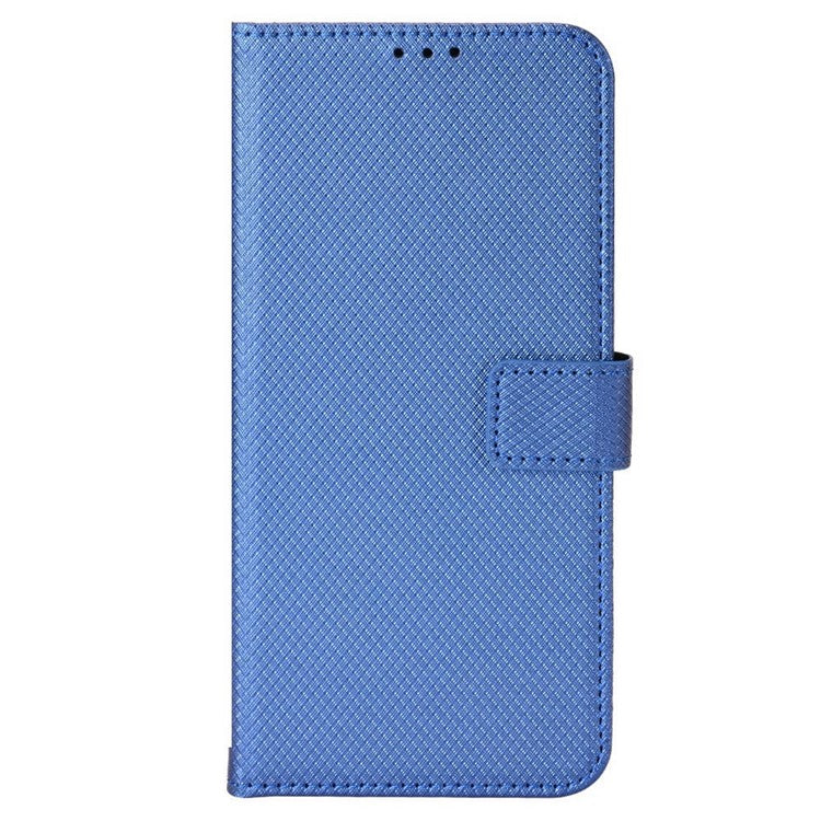For Motorola Moto S30 Pro 5G / Edge 30 Fusion 5G Diamond Texture Phone Wallet Shockproof Shell PU Leather Stand Case with Wrist Strap - Blue