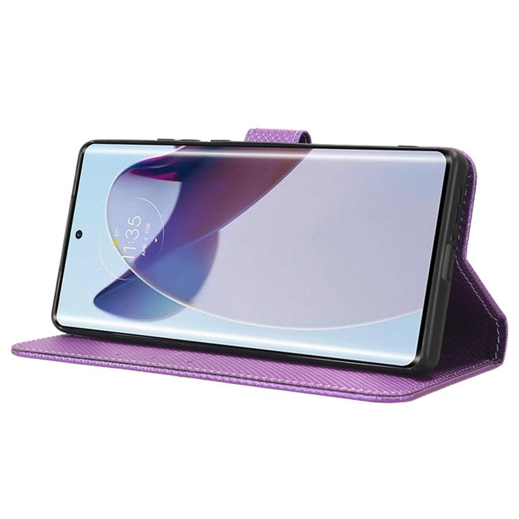 For Motorola Moto X30 Pro 5G / Edge 30 Ultra 5G PU Leather Stand Case Diamond Texture Phone Wallet Cover - Purple