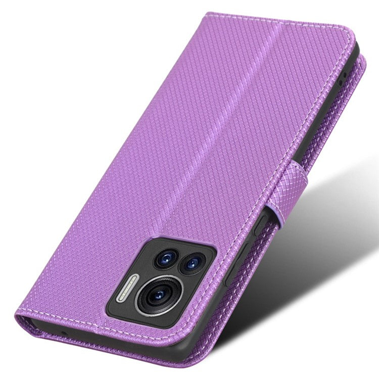 For Motorola Moto X30 Pro 5G / Edge 30 Ultra 5G PU Leather Stand Case Diamond Texture Phone Wallet Cover - Purple