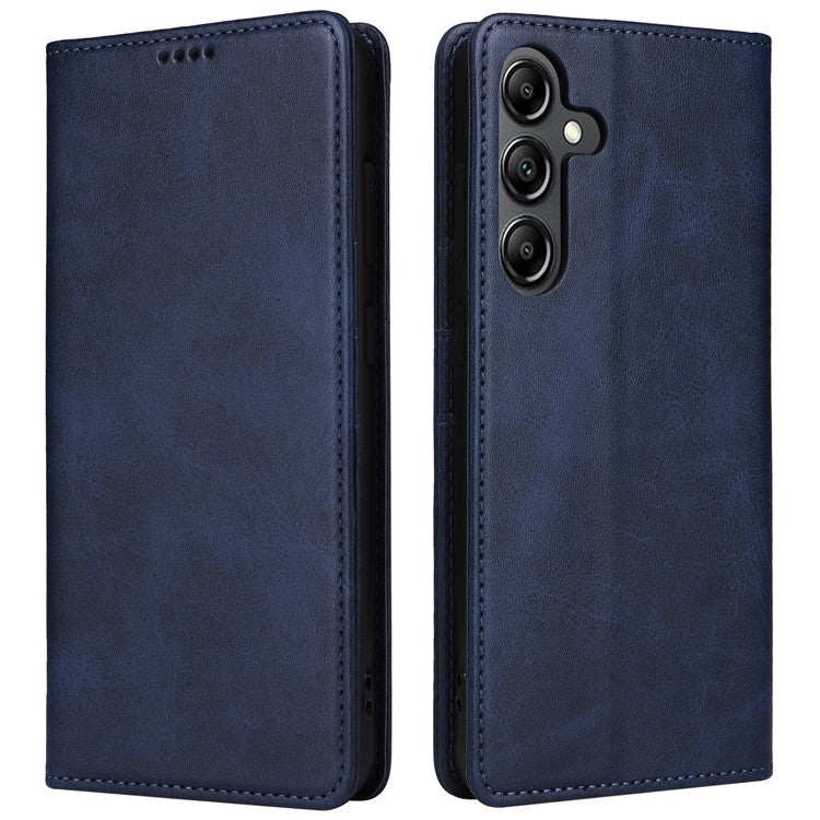 For Samsung Galaxy A15 4G / 5G Case RFID Blocking PU Leather Stand Phone Cover - Blue