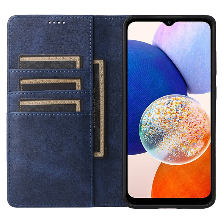 For Samsung Galaxy A15 4G / 5G Case RFID Blocking PU Leather Stand Phone Cover - Blue