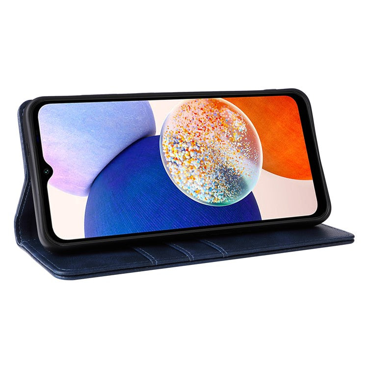 For Samsung Galaxy A15 4G / 5G Case RFID Blocking PU Leather Stand Phone Cover - Blue
