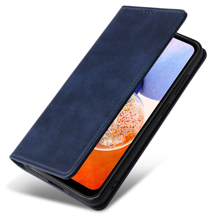 For Samsung Galaxy A15 4G / 5G Case RFID Blocking PU Leather Stand Phone Cover - Blue