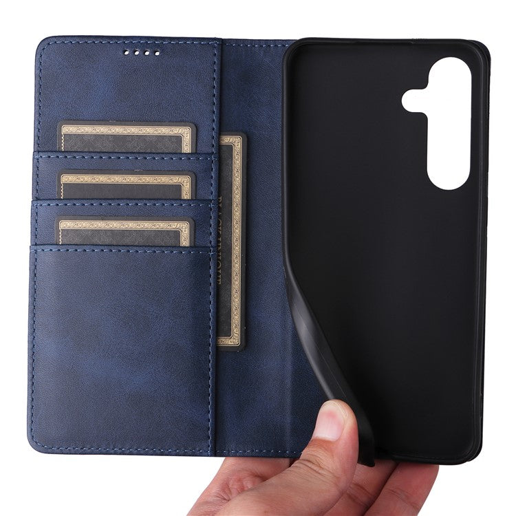 For Samsung Galaxy A15 4G / 5G Case RFID Blocking PU Leather Stand Phone Cover - Blue