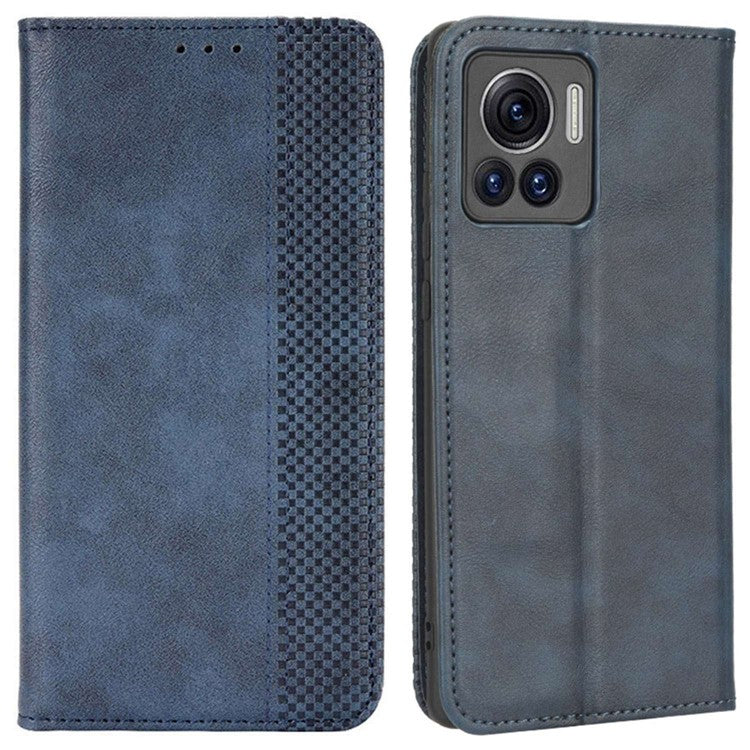 For Motorola Moto X30 Pro 5G / Edge 30 Ultra 5G Shockproof Phone Case Retro PU Leather Auto Closing Magnetic Wallet - Blue