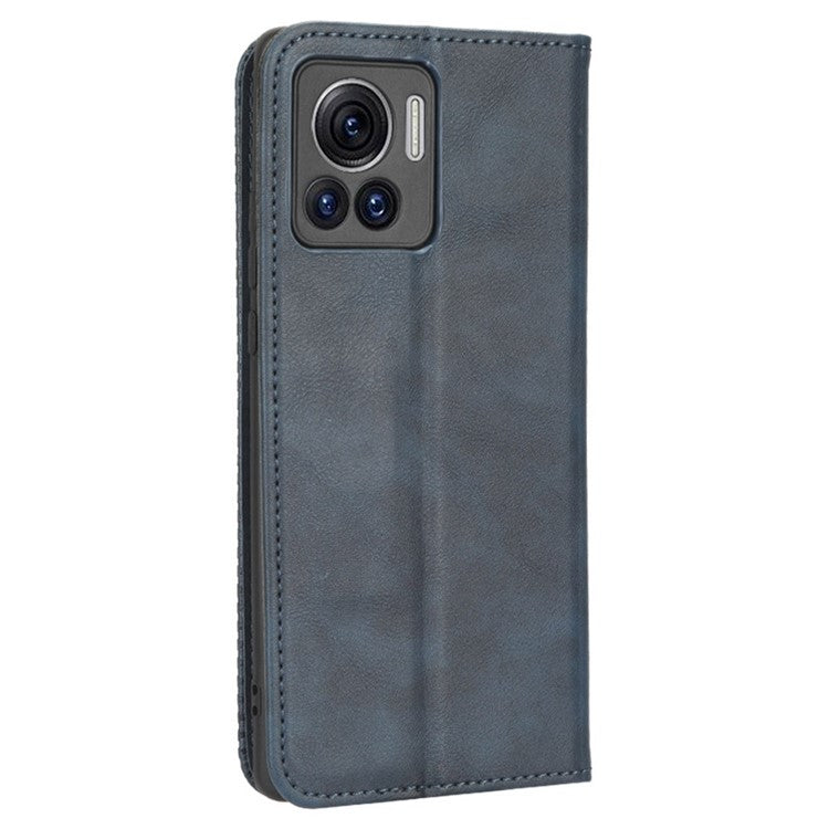 For Motorola Moto X30 Pro 5G / Edge 30 Ultra 5G Shockproof Phone Case Retro PU Leather Auto Closing Magnetic Wallet - Blue
