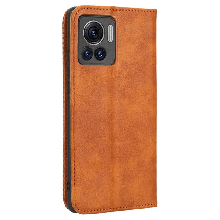 For Motorola Moto X30 Pro 5G / Edge 30 Ultra 5G Shockproof Phone Case Retro PU Leather Auto Closing Magnetic Wallet - Brown