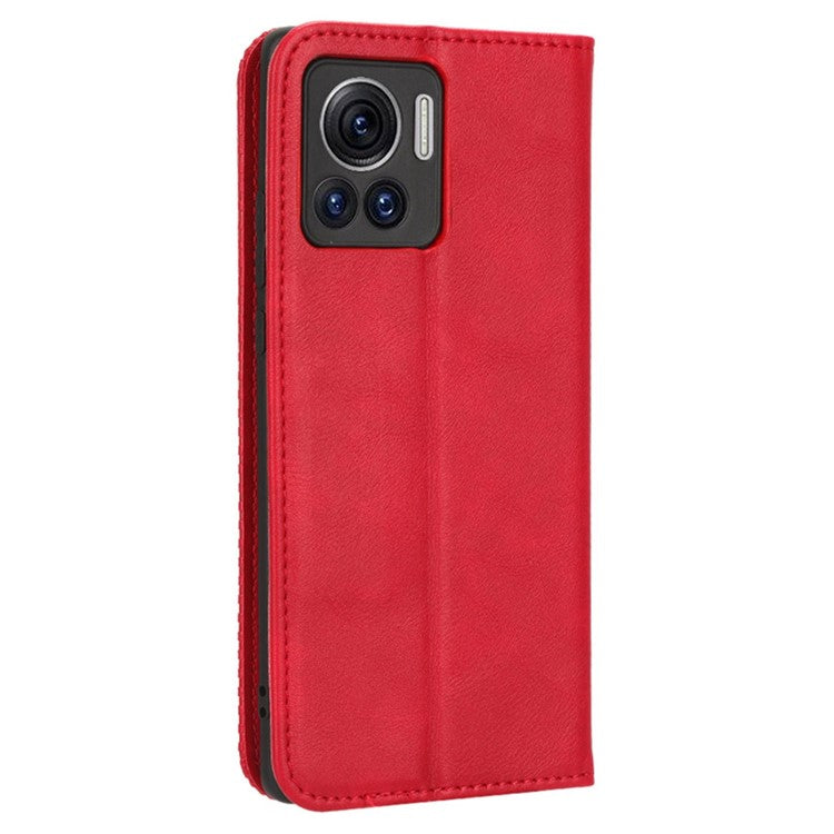 For Motorola Moto X30 Pro 5G / Edge 30 Ultra 5G Shockproof Phone Case Retro PU Leather Auto Closing Magnetic Wallet - Red