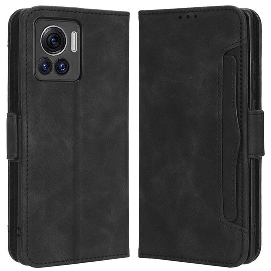 For Motorola Moto X30 Pro 5G / Edge 30 Ultra 5G Foldable Stand Wallet Phone Cover PU Leather Multiple Card Slots Phone Case - Black