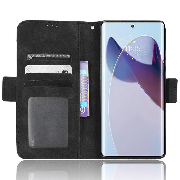 For Motorola Moto X30 Pro 5G / Edge 30 Ultra 5G Foldable Stand Wallet Phone Cover PU Leather Multiple Card Slots Phone Case - Black