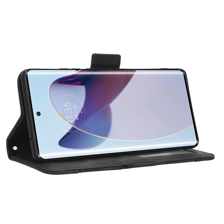 For Motorola Moto X30 Pro 5G / Edge 30 Ultra 5G Foldable Stand Wallet Phone Cover PU Leather Multiple Card Slots Phone Case - Black