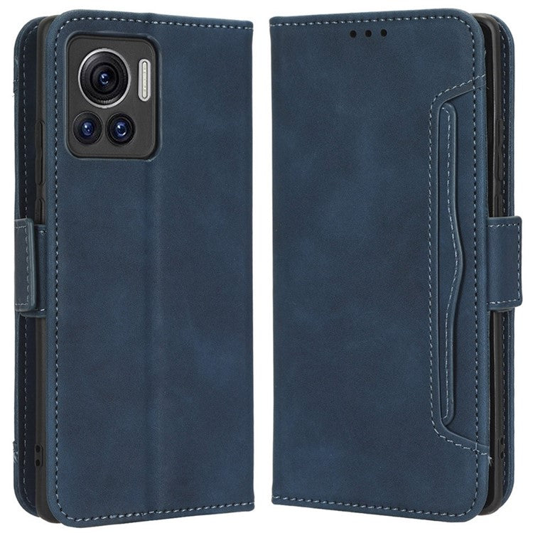 For Motorola Moto X30 Pro 5G / Edge 30 Ultra 5G Foldable Stand Wallet Phone Cover PU Leather Multiple Card Slots Phone Case - Blue