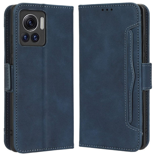 For Motorola Moto X30 Pro 5G / Edge 30 Ultra 5G Foldable Stand Wallet Phone Cover PU Leather Multiple Card Slots Phone Case - Blue