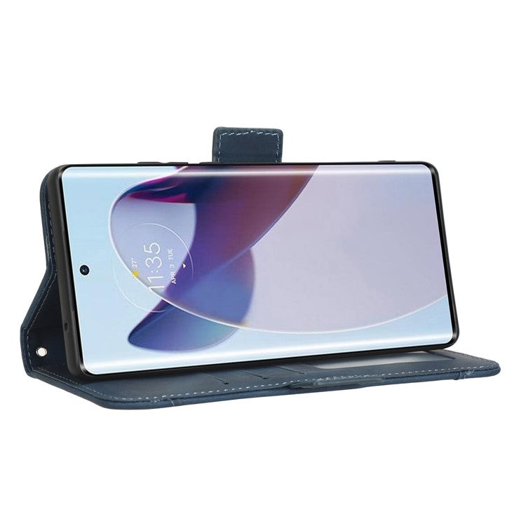 For Motorola Moto X30 Pro 5G / Edge 30 Ultra 5G Foldable Stand Wallet Phone Cover PU Leather Multiple Card Slots Phone Case - Blue