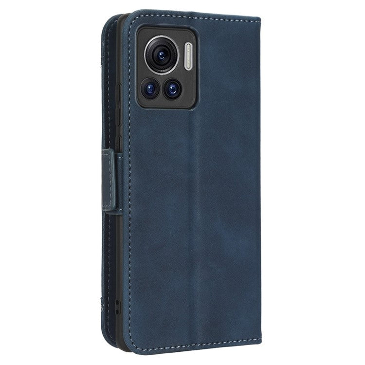 For Motorola Moto X30 Pro 5G / Edge 30 Ultra 5G Foldable Stand Wallet Phone Cover PU Leather Multiple Card Slots Phone Case - Blue