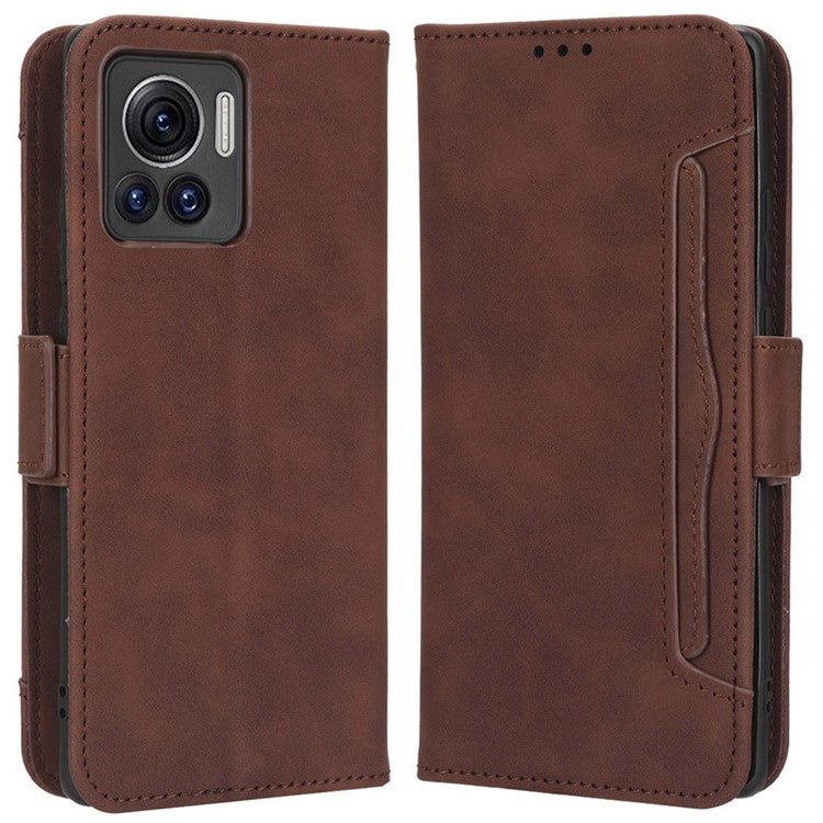 For Motorola Moto X30 Pro 5G / Edge 30 Ultra 5G Foldable Stand Wallet Phone Cover PU Leather Multiple Card Slots Phone Case - Brown