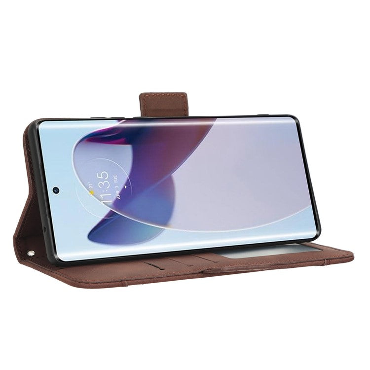 For Motorola Moto X30 Pro 5G / Edge 30 Ultra 5G Foldable Stand Wallet Phone Cover PU Leather Multiple Card Slots Phone Case - Brown