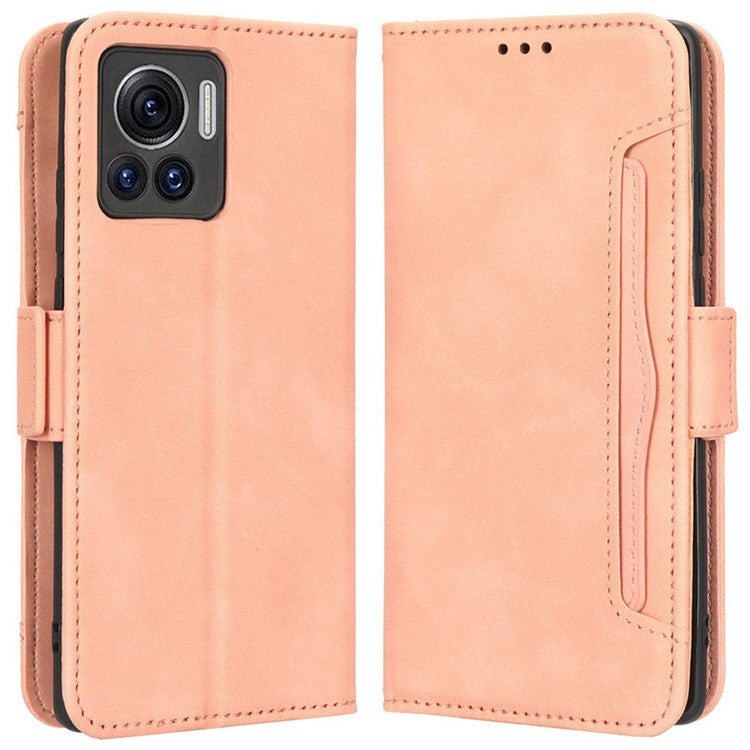 For Motorola Moto X30 Pro 5G / Edge 30 Ultra 5G Foldable Stand Wallet Phone Cover PU Leather Multiple Card Slots Phone Case - Pink