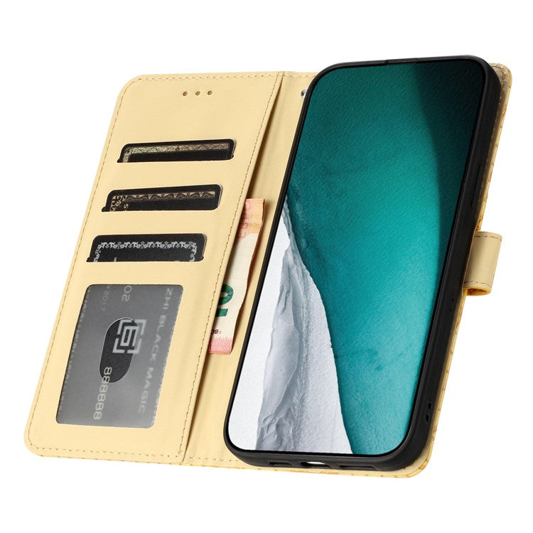 For iPhone 16 Plus Case Crocodile Texture Leather Phone Cover Card Slots Stand Function - Yellow