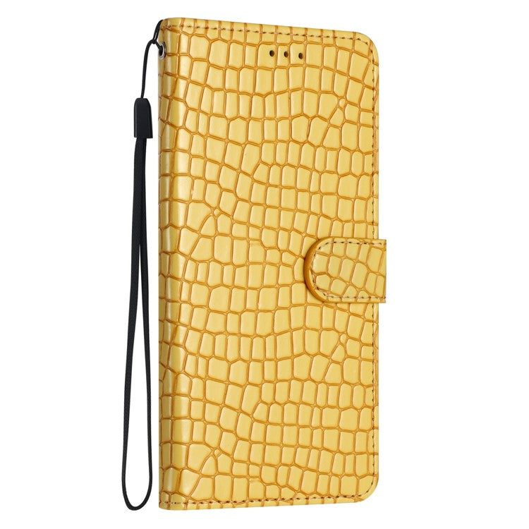 For iPhone 16 Plus Case Crocodile Texture Leather Phone Cover Card Slots Stand Function - Yellow