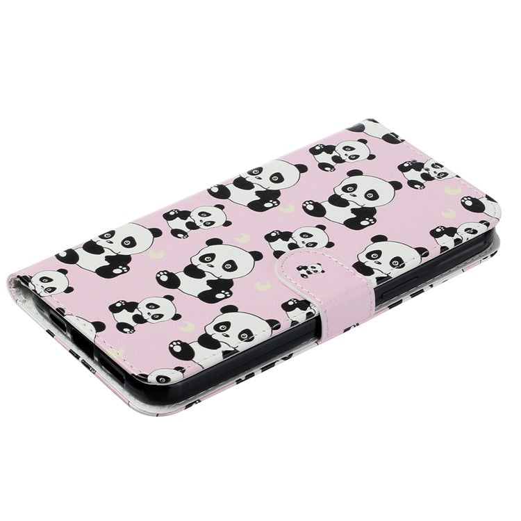 For iPhone 16 Plus Case Pattern Design Flip Leather Phone Cover with Strap - Panda