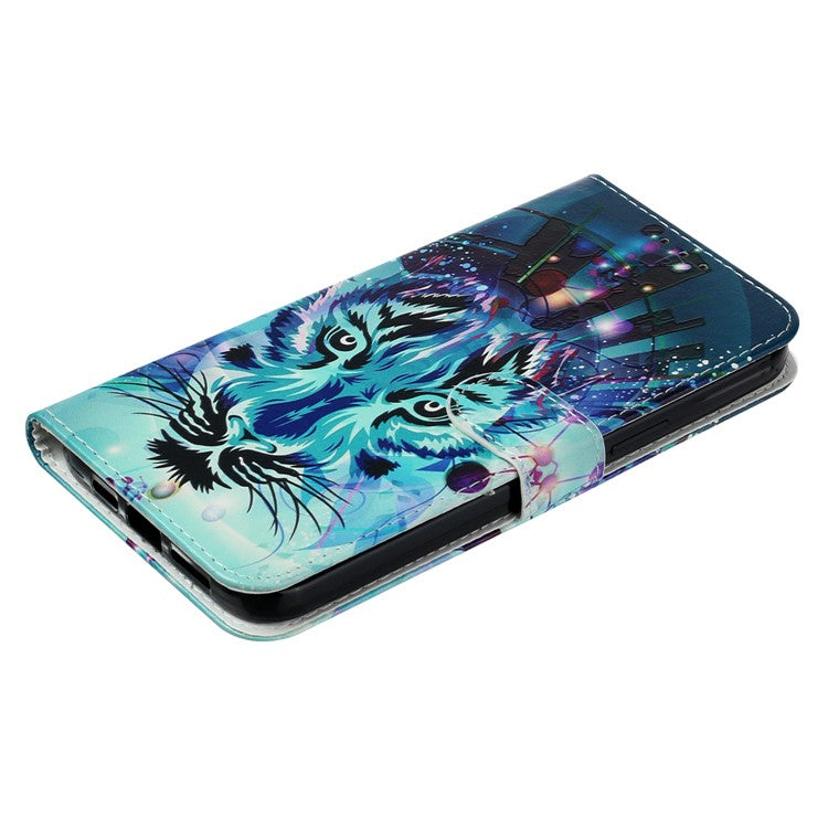 For iPhone 16 Plus Case Pattern Design Flip Leather Phone Cover with Strap - Wolf